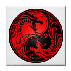 Yin Yang Dragons Red And Black Face Towel by JeffBartels