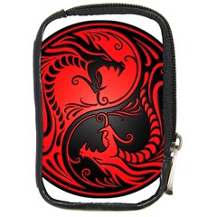 Yin Yang Dragons Red And Black Compact Camera Leather Case by JeffBartels