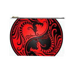 Yin Yang Dragons Red And Black Cosmetic Bag (large)