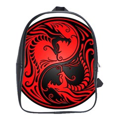 Yin Yang Dragons Red And Black School Bag (large) by JeffBartels