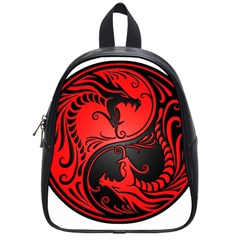 Yin Yang Dragons Red And Black School Bag (small) by JeffBartels