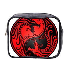 Yin Yang Dragons Red And Black Mini Travel Toiletry Bag (two Sides) by JeffBartels