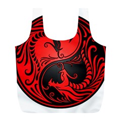 Yin Yang Dragons Red And Black Reusable Bag (l)