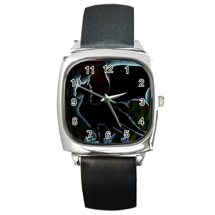 Dragon Aura Square Leather Watch