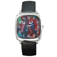 Abstract God Pastel Square Leather Watch