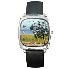 Sea Of Galilee Square Leather Watch