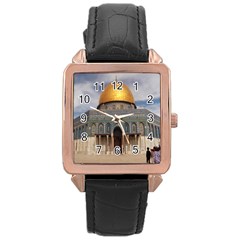 The Dome Of The Rock  Rose Gold Leather Watch 