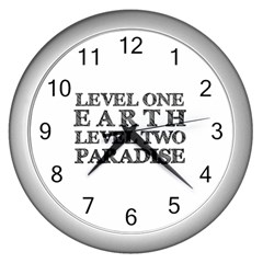 Level One Earth Wall Clock (silver) by AlfredFoxArt