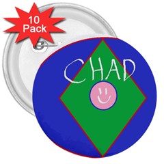 Chadart 3  Button (10 Pack)