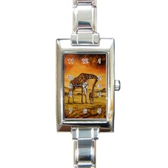 Giraffe Mother & Baby Rectangular Italian Charm Watch