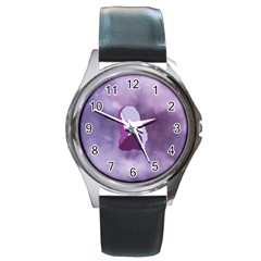 Profile Of Pain Round Leather Watch (silver Rim)