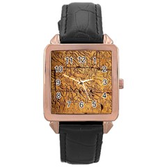 Ancient Egypt Mural 12aug 2014 Rose Gold Leather Watch 