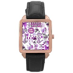 Fms Mash Up Rose Gold Leather Watch  by FunWithFibro