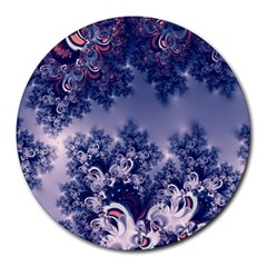 Pink And Blue Morning Frost Fractal 8  Mouse Pad (round) by Artist4God