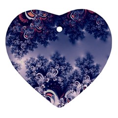 Pink And Blue Morning Frost Fractal Heart Ornament by Artist4God