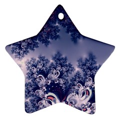 Pink And Blue Morning Frost Fractal Star Ornament by Artist4God