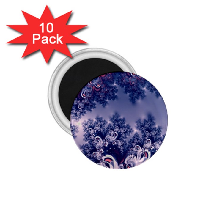 Pink and Blue Morning Frost Fractal 1.75  Button Magnet (10 pack)