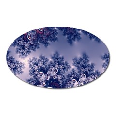 Pink And Blue Morning Frost Fractal Magnet (oval) by Artist4God