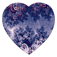 Pink And Blue Morning Frost Fractal Jigsaw Puzzle (heart) by Artist4God