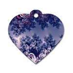 Pink and Blue Morning Frost Fractal Dog Tag Heart (One Sided)  Front