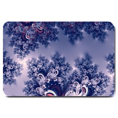 Pink And Blue Morning Frost Fractal Large Door Mat