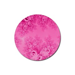 Soft Pink Frost Of Morning Fractal Drink Coaster (round)