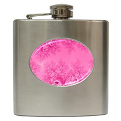 Soft Pink Frost Of Morning Fractal Hip Flask by Artist4God