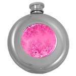 Soft Pink Frost of Morning Fractal Hip Flask (Round) Front