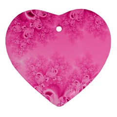 Soft Pink Frost Of Morning Fractal Heart Ornament (two Sides) by Artist4God