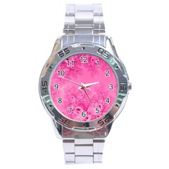 Soft Pink Frost Of Morning Fractal Stainless Steel Watch by Artist4God