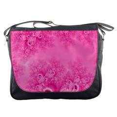 Soft Pink Frost Of Morning Fractal Messenger Bag by Artist4God