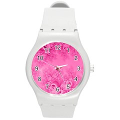 Soft Pink Frost Of Morning Fractal Plastic Sport Watch (medium)