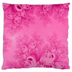 Soft Pink Frost Of Morning Fractal Large Cushion Case (two Sided)  by Artist4God