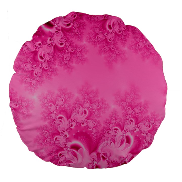 Soft Pink Frost of Morning Fractal 18  Premium Round Cushion 