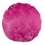 Soft Pink Frost of Morning Fractal 18  Premium Round Cushion  Back