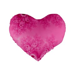 Soft Pink Frost Of Morning Fractal 16  Premium Heart Shape Cushion 