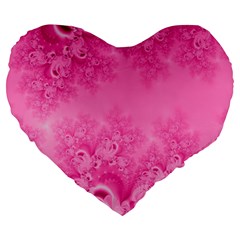 Soft Pink Frost Of Morning Fractal 19  Premium Heart Shape Cushion by Artist4God