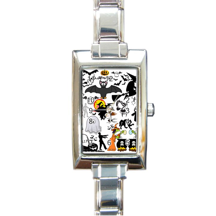 Halloween Mashup Rectangular Italian Charm Watch