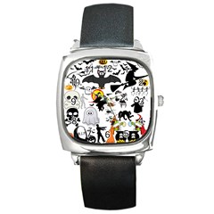 Halloween Mashup Square Leather Watch by StuffOrSomething