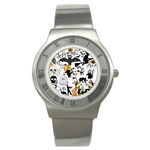 Halloween Mashup Stainless Steel Watch (Slim) Front