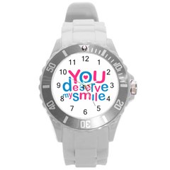 You Deserve My Smile Typographic Design Love Quote Plastic Sport Watch (large) by dflcprints