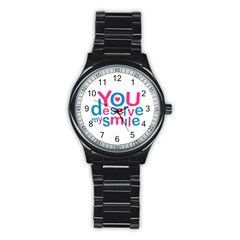 You Deserve My Smile Typographic Design Love Quote Sport Metal Watch (black) by dflcprints