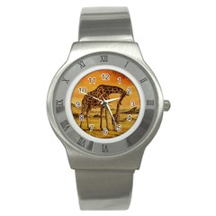 Giraffe Mother & Baby Stainless Steel Watch (slim) by ArtByThree