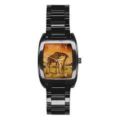 Giraffe Mother & Baby Stainless Steel Barrel Watch