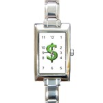 Grunge Style Money Sign Symbol Illustration Rectangular Italian Charm Watch Front