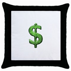 Grunge Style Money Sign Symbol Illustration Black Throw Pillow Case