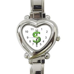 Grunge Style Money Sign Symbol Illustration Heart Italian Charm Watch 