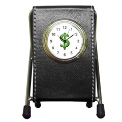 Grunge Style Money Sign Symbol Illustration Stationery Holder Clock by dflcprints