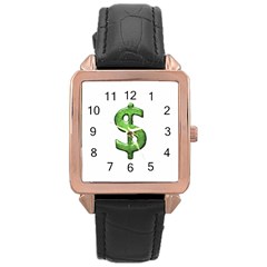 Grunge Style Money Sign Symbol Illustration Rose Gold Leather Watch  by dflcprints