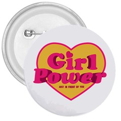 Girl Power Heart Shaped Typographic Design Quote 3  Button by dflcprints